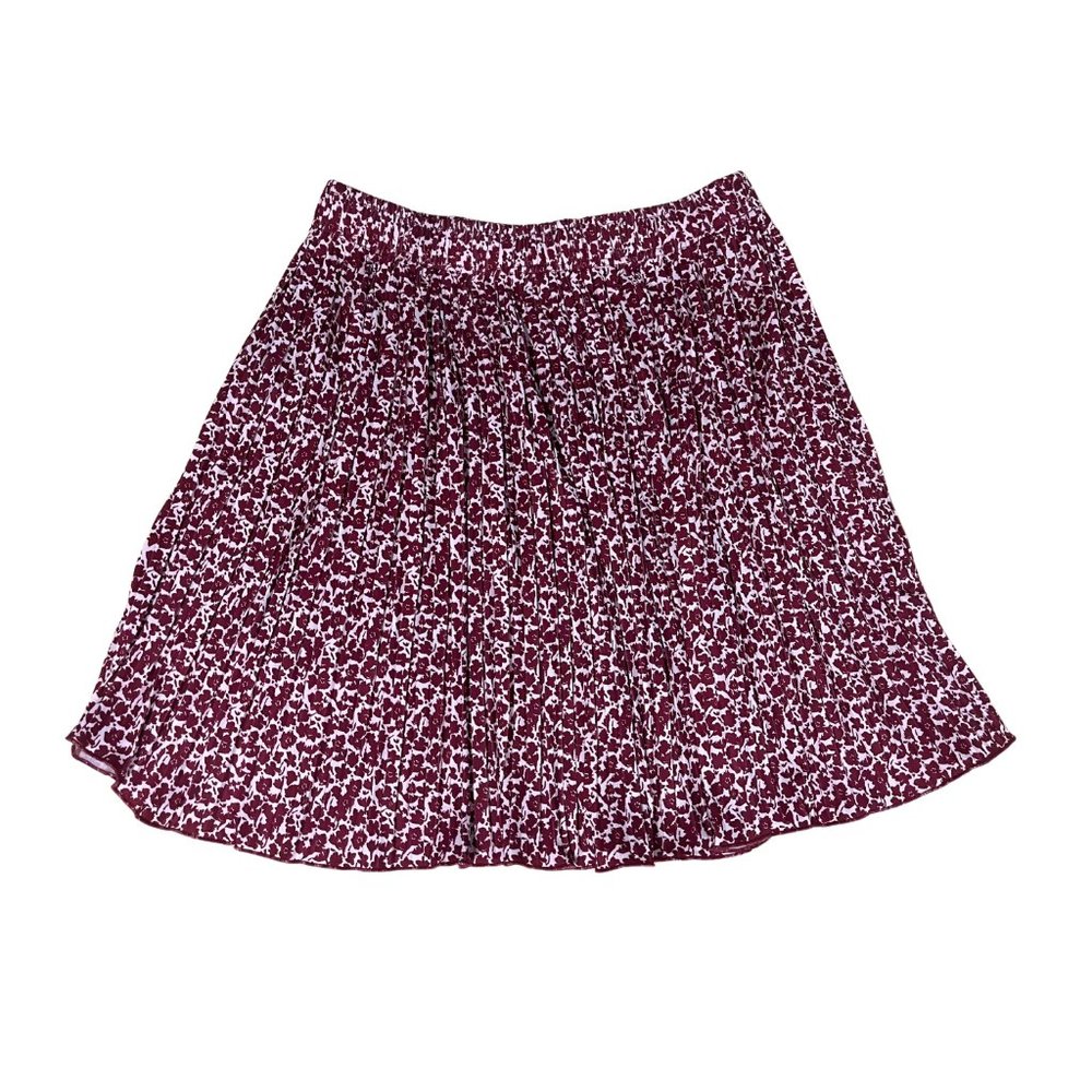 Loft Maroon Purple Floral Pleated Mini Skirt
